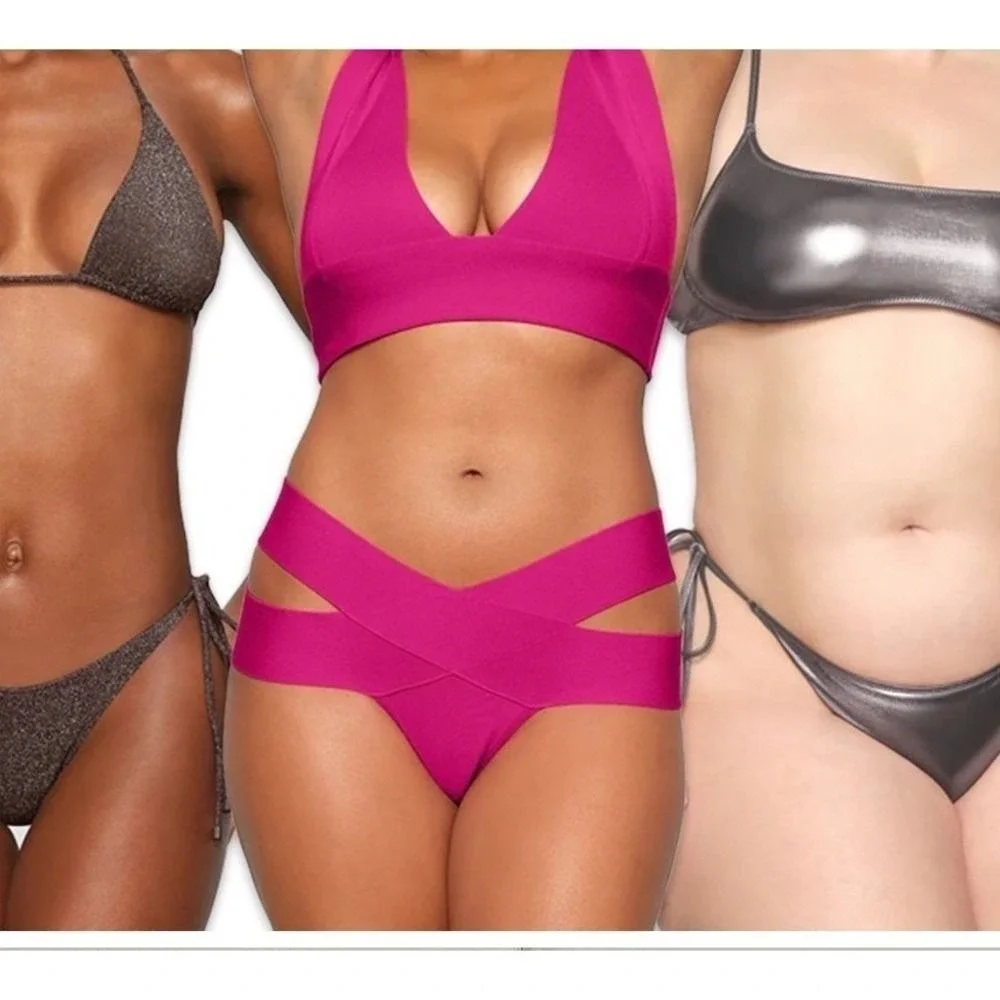 SKIMS Knit Swim Strappy Bikini Bottom‎ Lollipop 2X Plus Size